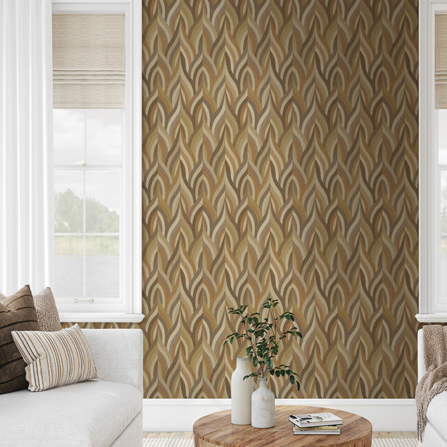 Dutch Wallcoverings Dutch Wallcoverings - FC Arabesque- Arabesque Orange/Mocha - Vliesbehang - 10m x 53cm - 36373