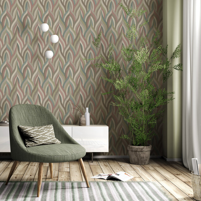 Dutch Wallcoverings Dutch Wallcoverings - FC Arabesque- Arabesque Red Teal - Vliesbehang - 10m x 53cm - 36374