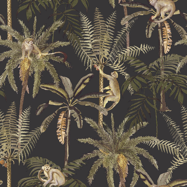 Dutch Wallcoverings Dutch Wallcoverings - FC Arboretum- Ateles Charcoal - Vliesbehang - 10m x 53cm - 91102