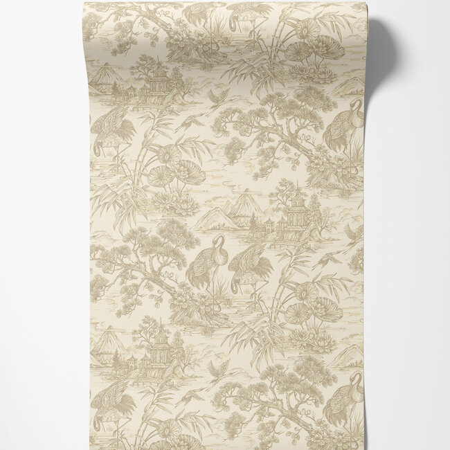 Dutch Wallcoverings Dutch Wallcoverings - FC Arboretum- Natoru Cream - Vliesbehang - 10m x 53cm - 91700