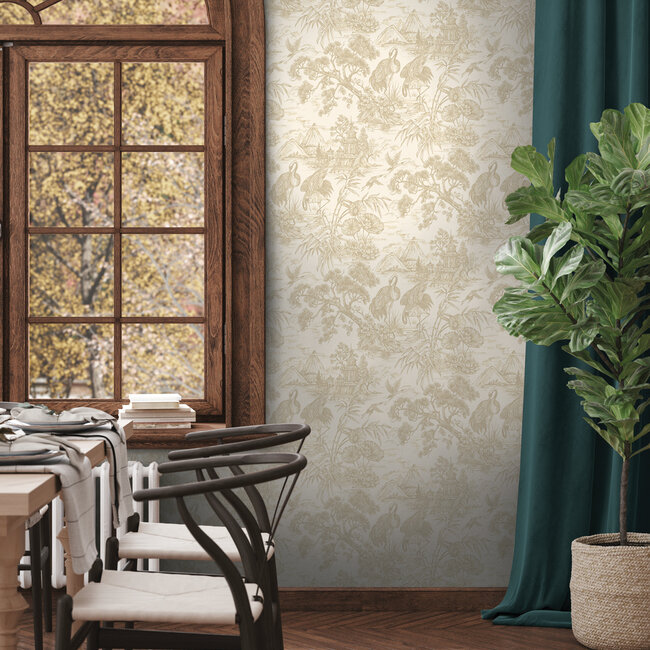 Dutch Wallcoverings Dutch Wallcoverings - FC Arboretum- Natoru Cream - Vliesbehang - 10m x 53cm - 91700