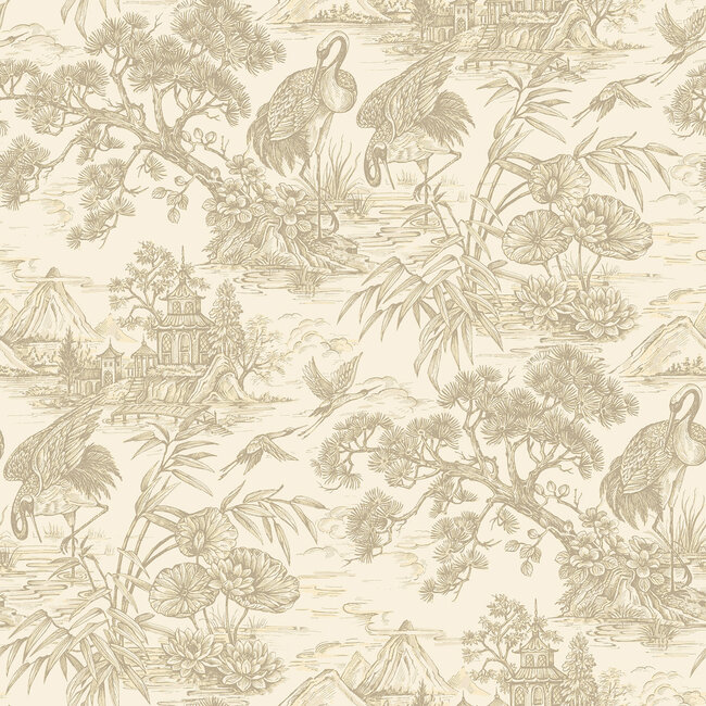 Dutch Wallcoverings Dutch Wallcoverings - FC Arboretum- Natoru Cream - Vliesbehang - 10m x 53cm - 91700