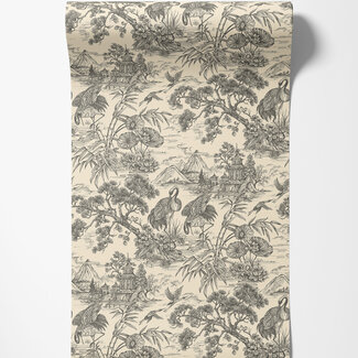 Dutch Wallcoverings Dutch Wallcoverings - FC Arboretum- Natoru Charcoal Cream - 91703