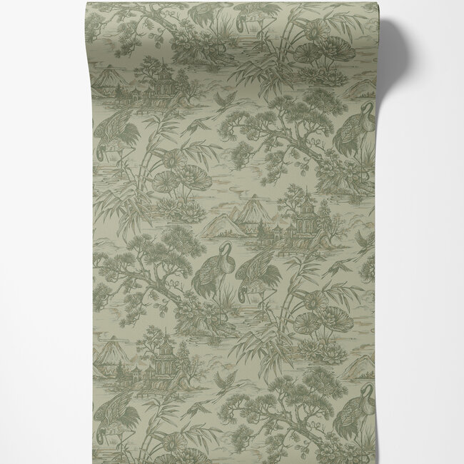 Dutch Wallcoverings Dutch Wallcoverings - FC Arboretum- Natoru Sage - Vliesbehang - 10m x 53cm - 91704