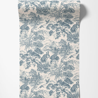 Dutch Wallcoverings Dutch Wallcoverings - FC Arboretum- Natoru Navy Cream - 91705