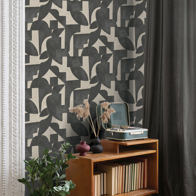 Dutch Wallcoverings Dutch Wallcoverings - FC Arboretum- Linnet Cream Charcoal - Vliesbehang - 10m x 53cm - 91711