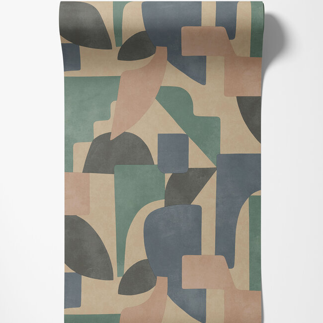 Dutch Wallcoverings Dutch Wallcoverings - FC Arboretum- Linnet Taupe Aqua - Vliesbehang - 10m x 53cm - 91713