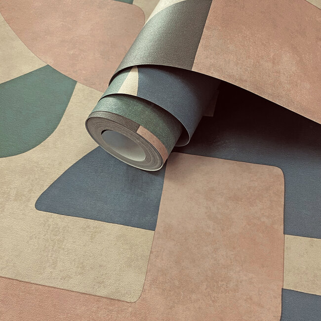 Dutch Wallcoverings Dutch Wallcoverings - FC Arboretum- Linnet Taupe Aqua - Vliesbehang - 10m x 53cm - 91713