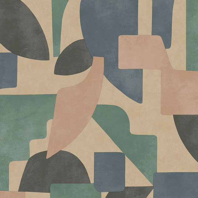 Dutch Wallcoverings Dutch Wallcoverings - FC Arboretum- Linnet Taupe Aqua - Vliesbehang - 10m x 53cm - 91713