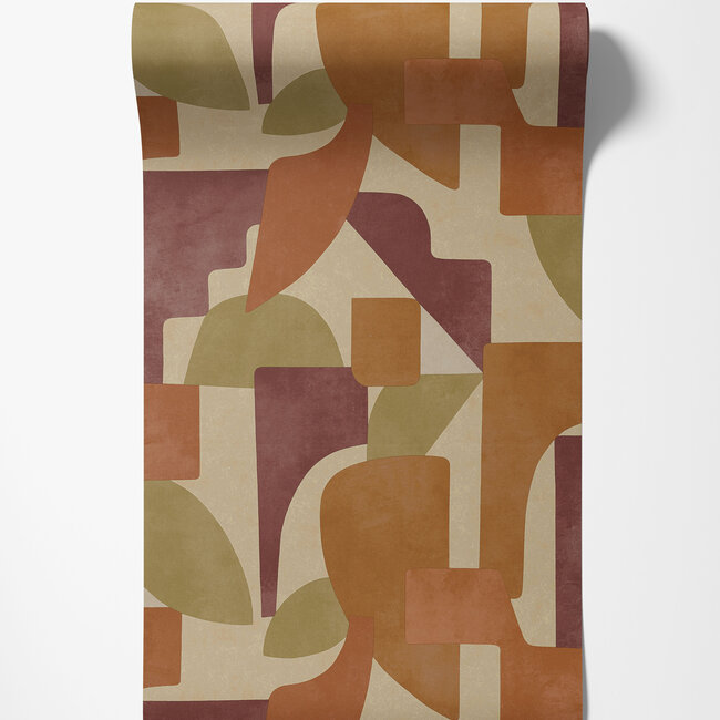 Dutch Wallcoverings Dutch Wallcoverings - FC Arboretum- Linnet Burgundy/Orange - Vliesbehang - 10m x 53cm - 91714