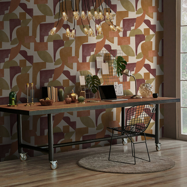 Dutch Wallcoverings Dutch Wallcoverings - FC Arboretum- Linnet Burgundy/Orange - Vliesbehang - 10m x 53cm - 91714