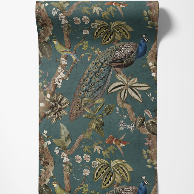 Dutch Wallcoverings Dutch Wallcoverings - FC Arboretum- Cassia Aqua - Vliesbehang - 10m x 53cm - 91742