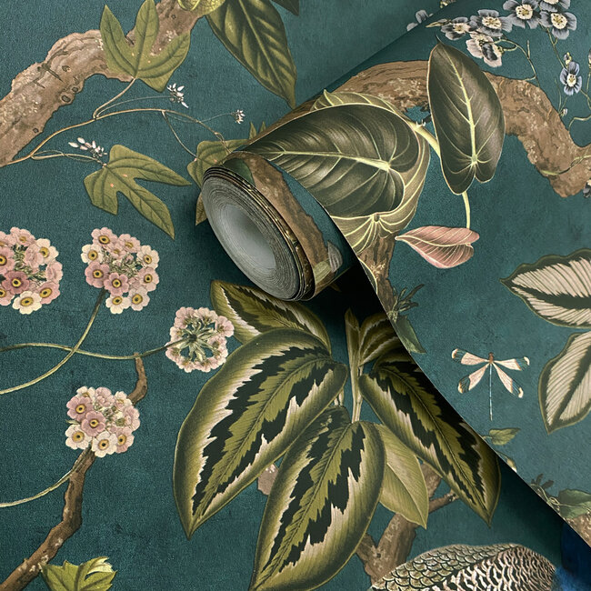 Dutch Wallcoverings Dutch Wallcoverings - FC Arboretum- Cassia Aqua - Vliesbehang - 10m x 53cm - 91742