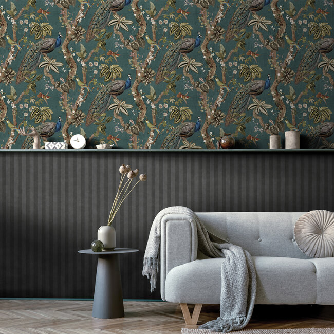 Dutch Wallcoverings Dutch Wallcoverings - FC Arboretum- Cassia Aqua - Vliesbehang - 10m x 53cm - 91742
