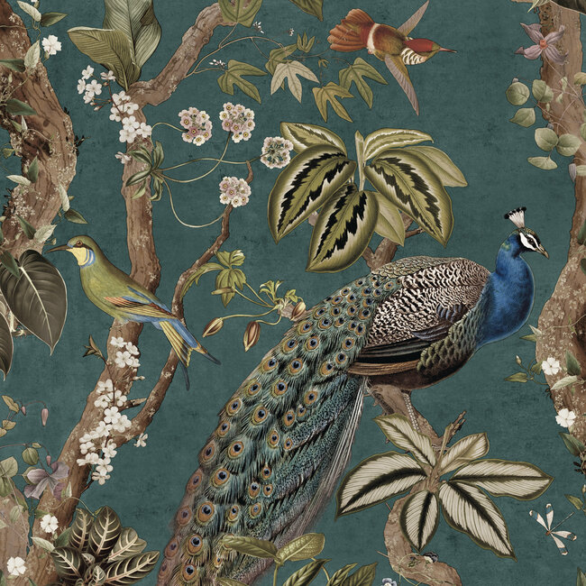 Dutch Wallcoverings Dutch Wallcoverings - FC Arboretum- Cassia Aqua - Vliesbehang - 10m x 53cm - 91742