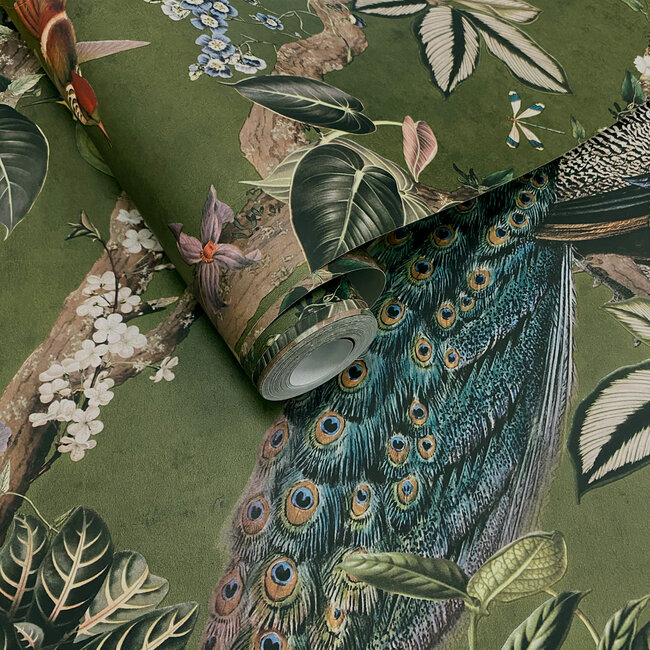 Dutch Wallcoverings Dutch Wallcoverings - FC Arboretum- Cassia Green - Vliesbehang - 10m x 53cm - 91745