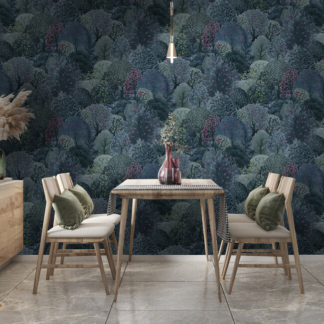 Dutch Wallcoverings Dutch Wallcoverings - FC Arboretum- Arboretum Navy Berry - Vliesbehang - 10m x 53cm - 91751