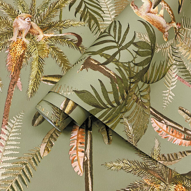 Dutch Wallcoverings Dutch Wallcoverings - FC Arboretum- Ateles Sage - Vliesbehang - 10m x 53cm - 91762