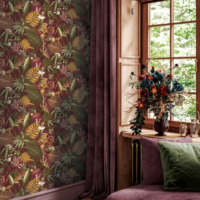 Dutch Wallcoverings Dutch Wallcoverings - FC Arboretum- Reverie Burgundy - Vliesbehang - 10m x 53cm - 91769