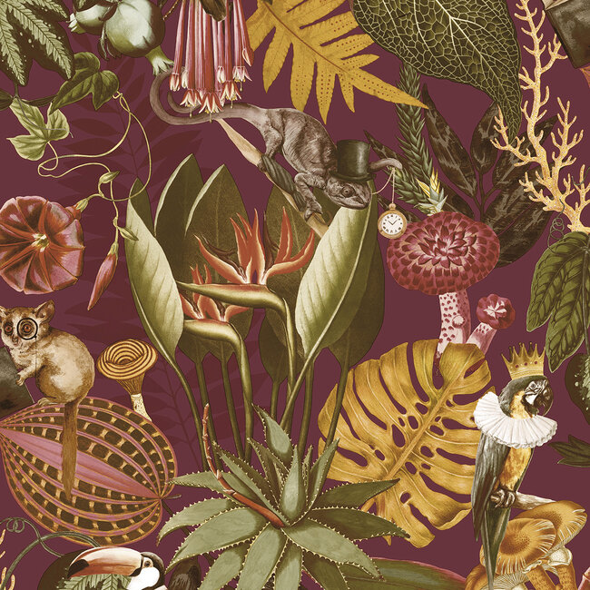 Dutch Wallcoverings Dutch Wallcoverings - FC Arboretum- Reverie Burgundy - Vliesbehang - 10m x 53cm - 91769