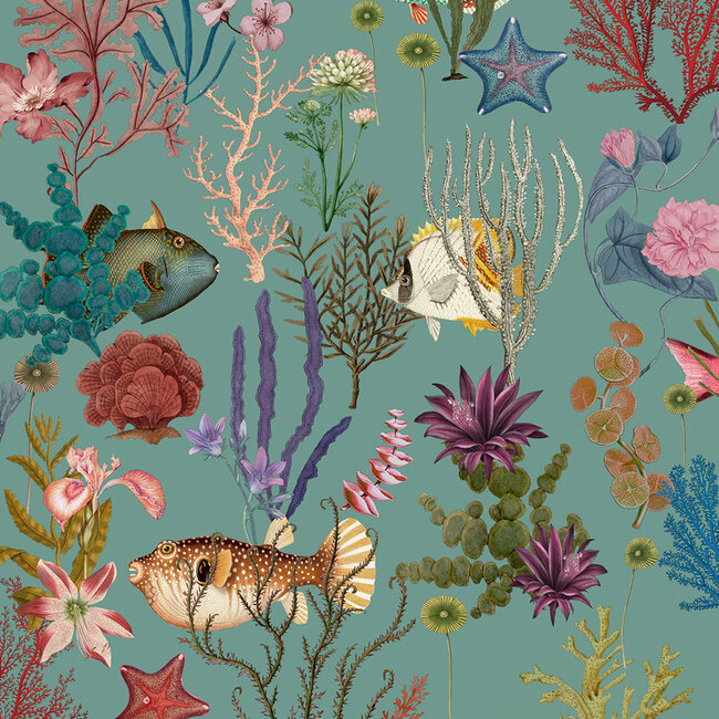 Dutch Wallcoverings Dutch Wallcoverings - FC Arboretum- Cora Soft Aqua - Vliesbehang - 10m x 53cm - 99430