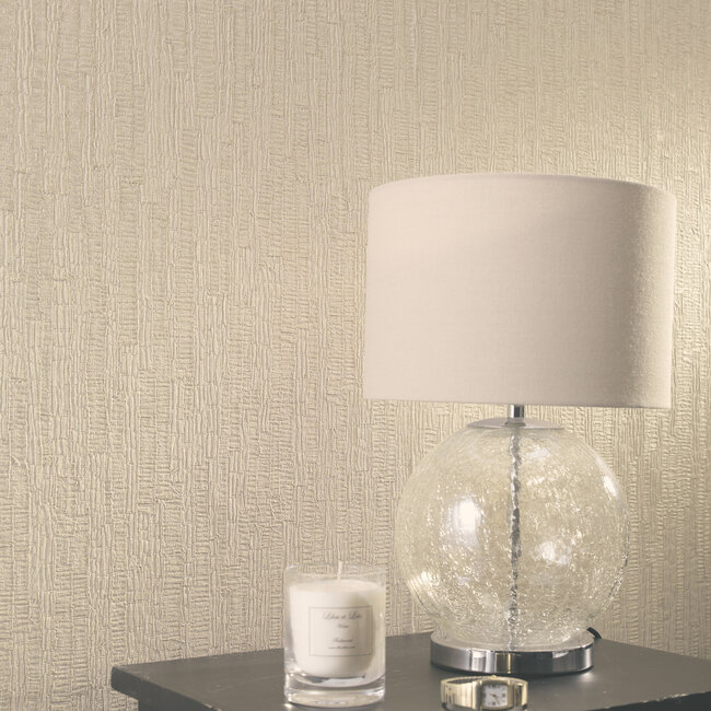 Dutch Wallcoverings Dutch Wallcoverings - FC Eleganza- Ornella Bark Cream - Vinyl op papier - 10m x 53cm - 35270