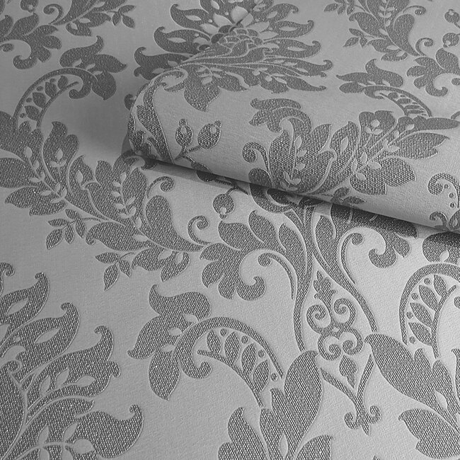 Dutch Wallcoverings Dutch Wallcoverings - FC Eleganza- Clara Grey - Vinyl op papier - 10m x 53cm - 35391