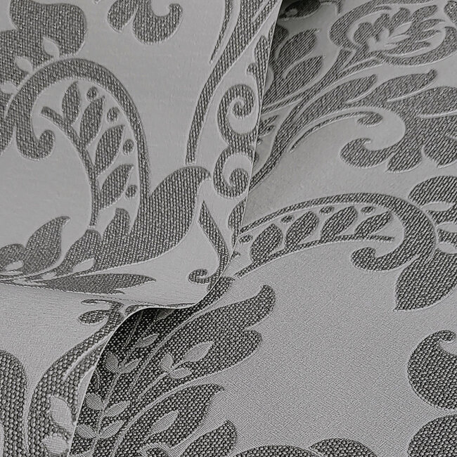 Dutch Wallcoverings Dutch Wallcoverings - FC Eleganza- Clara Grey - Vinyl op papier - 10m x 53cm - 35391