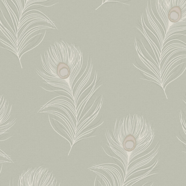 Dutch Wallcoverings Dutch Wallcoverings - FC Eleganza- Pavone Sage - Vinyl op papier - 10m x 53cm - 36240