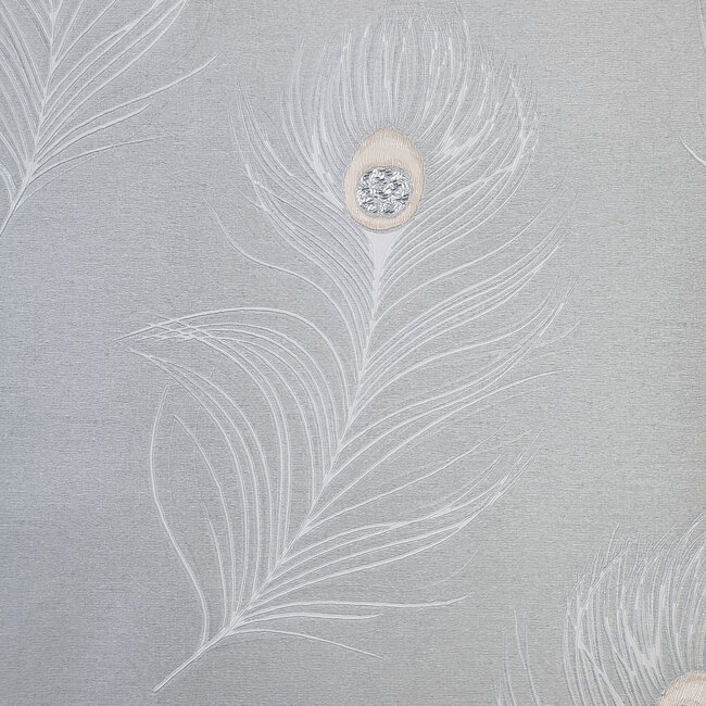 Dutch Wallcoverings Dutch Wallcoverings - FC Eleganza- Pavone Grey - Vinyl op papier - 10m x 53cm - 36241