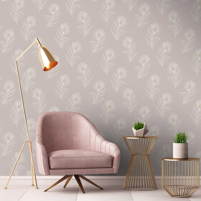 Dutch Wallcoverings Dutch Wallcoverings - FC Eleganza- Pavone Heather - Vinyl op papier - 10m x 53cm - 36243