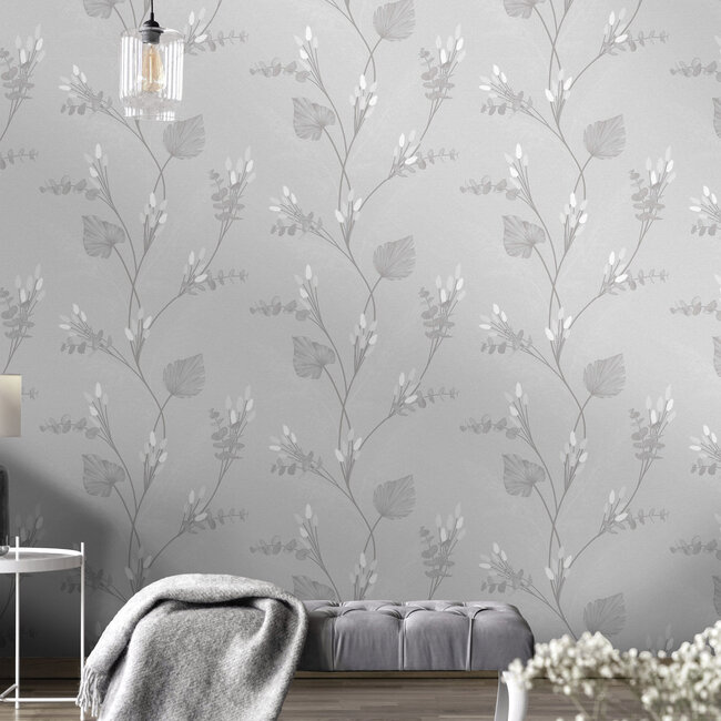 Dutch Wallcoverings Dutch Wallcoverings - FC Eleganza- Amarante Grey - Vinyl op papier - 10m x 53cm - 36251