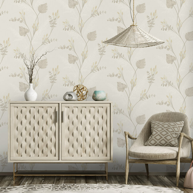 Dutch Wallcoverings Dutch Wallcoverings - FC Eleganza- Amarante Cream - Vinyl op papier - 10m x 53cm - 36253