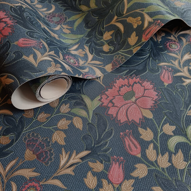 Dutch Wallcoverings Dutch Wallcoverings - FC Eleganza- Bilbury Navy - Vinyl op papier - 10m x 53cm - 36304