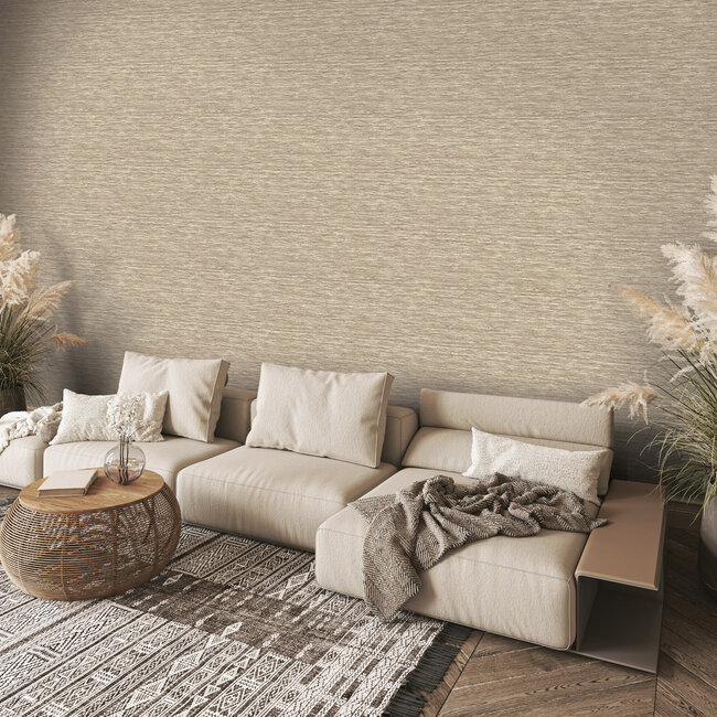 Dutch Wallcoverings Dutch Wallcoverings - FC Eleganza- Ondulato Beige - Vinyl op papier - 10m x 53cm - 36391