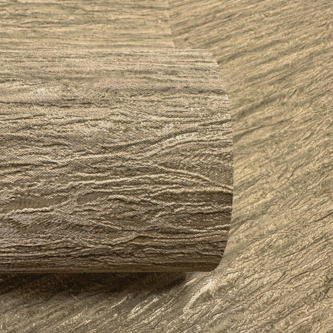 Dutch Wallcoverings Dutch Wallcoverings - FC Eleganza- Ondulato Taupe  - Vinyl op papier - 10m x 53cm - 36392