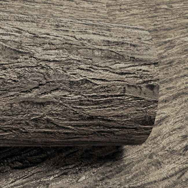 Dutch Wallcoverings Dutch Wallcoverings - FC Eleganza- Ondulato Charcoal - Vinyl op papier - 10m x 53cm - 36394