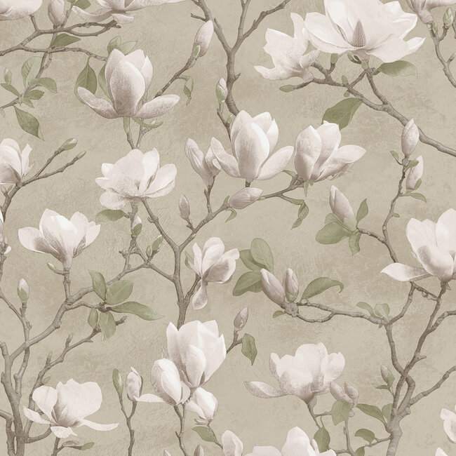 Dutch Wallcoverings Dutch Wallcoverings - FC Eleganza- Petalina Beige/Pink - Vinyl op papier - 10m x 53cm - 36400