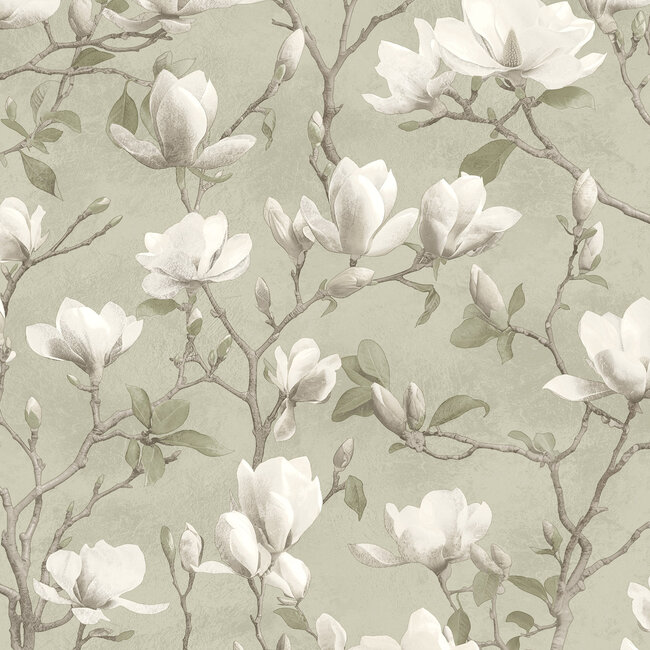 Dutch Wallcoverings Dutch Wallcoverings - FC Eleganza- Petalina Sage - Vinyl op papier - 10m x 53cm - 36401
