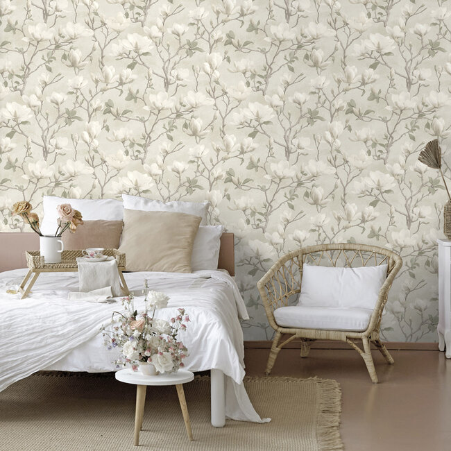 Dutch Wallcoverings Dutch Wallcoverings - FC Eleganza- Petalina Cream - Vinyl op papier - 10m x 53cm - 36402