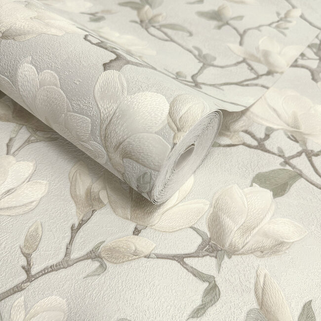 Dutch Wallcoverings Dutch Wallcoverings - FC Eleganza- Petalina Cream - Vinyl op papier - 10m x 53cm - 36402