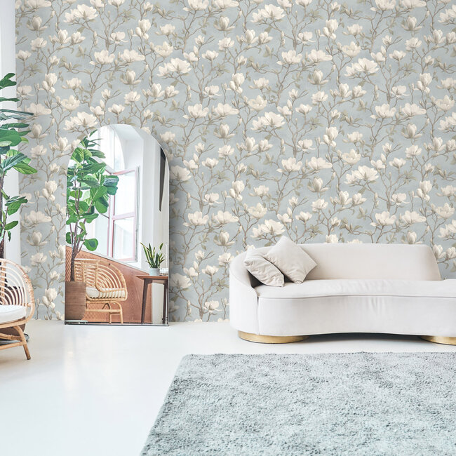 Dutch Wallcoverings Dutch Wallcoverings - FC Eleganza- Petalina Blue - Vinyl op papier - 10m x 53cm - 36404