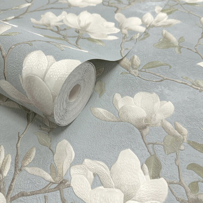 Dutch Wallcoverings Dutch Wallcoverings - FC Eleganza- Petalina Blue - Vinyl op papier - 10m x 53cm - 36404
