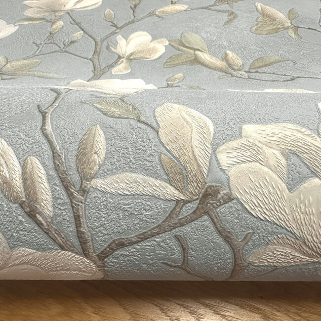 Dutch Wallcoverings Dutch Wallcoverings - FC Eleganza- Petalina Blue - Vinyl op papier - 10m x 53cm - 36404