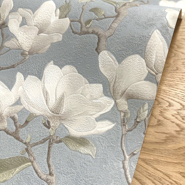 Dutch Wallcoverings Dutch Wallcoverings - FC Eleganza- Petalina Blue - Vinyl op papier - 10m x 53cm - 36404