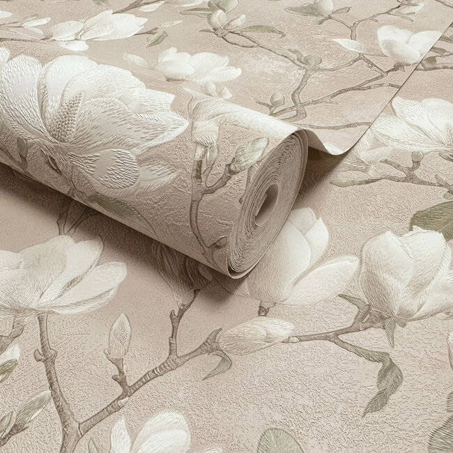 Dutch Wallcoverings Dutch Wallcoverings - FC Eleganza- Petalina Pink - Vinyl op papier - 10m x 53cm - 36405
