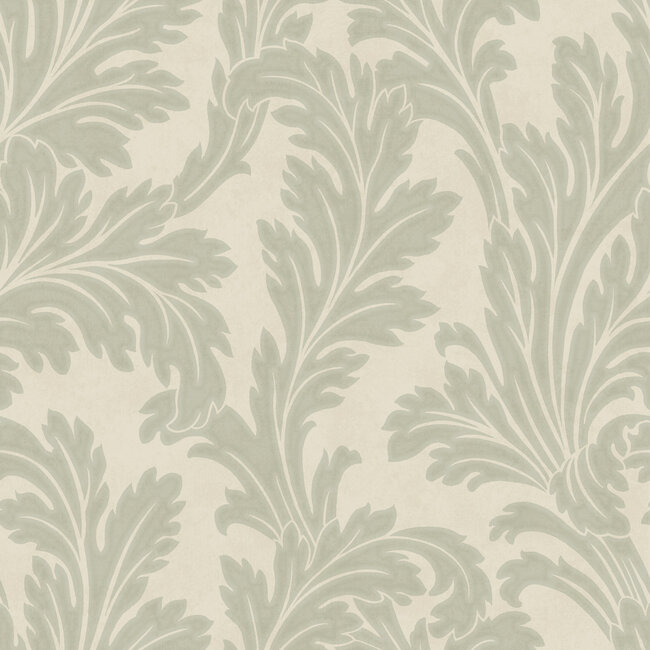 Dutch Wallcoverings Dutch Wallcoverings - FC Eleganza- Acanthus Sage/Cream - Vinyl op papier - 10m x 53cm - 36430