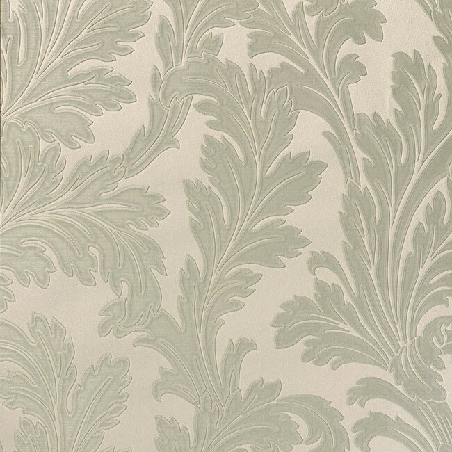 Dutch Wallcoverings Dutch Wallcoverings - FC Eleganza- Acanthus Sage/Cream - Vinyl op papier - 10m x 53cm - 36430