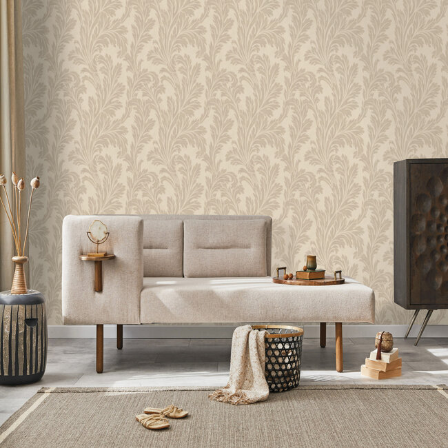 Dutch Wallcoverings Dutch Wallcoverings - FC Eleganza- Acanthus Beige - Vinyl op papier - 10m x 53cm - 36431