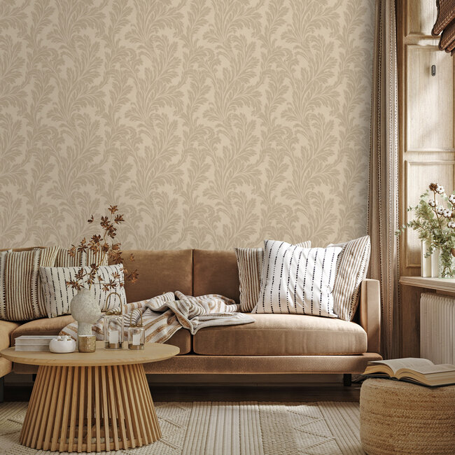 Dutch Wallcoverings Dutch Wallcoverings - FC Eleganza- Acanthus Taupe - Vinyl op papier - 10m x 53cm - 36432